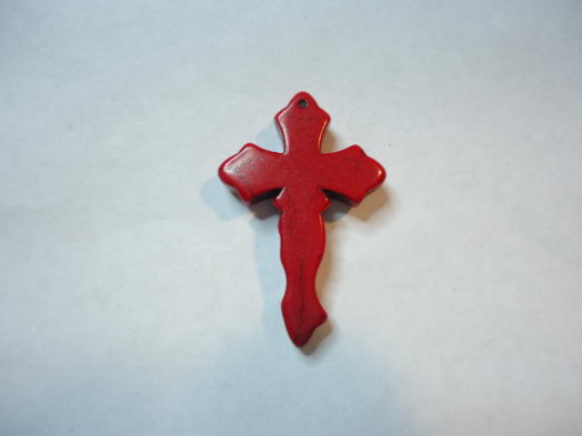 (image for) Cross pendant stone bead- Red (1pc) #CP-small